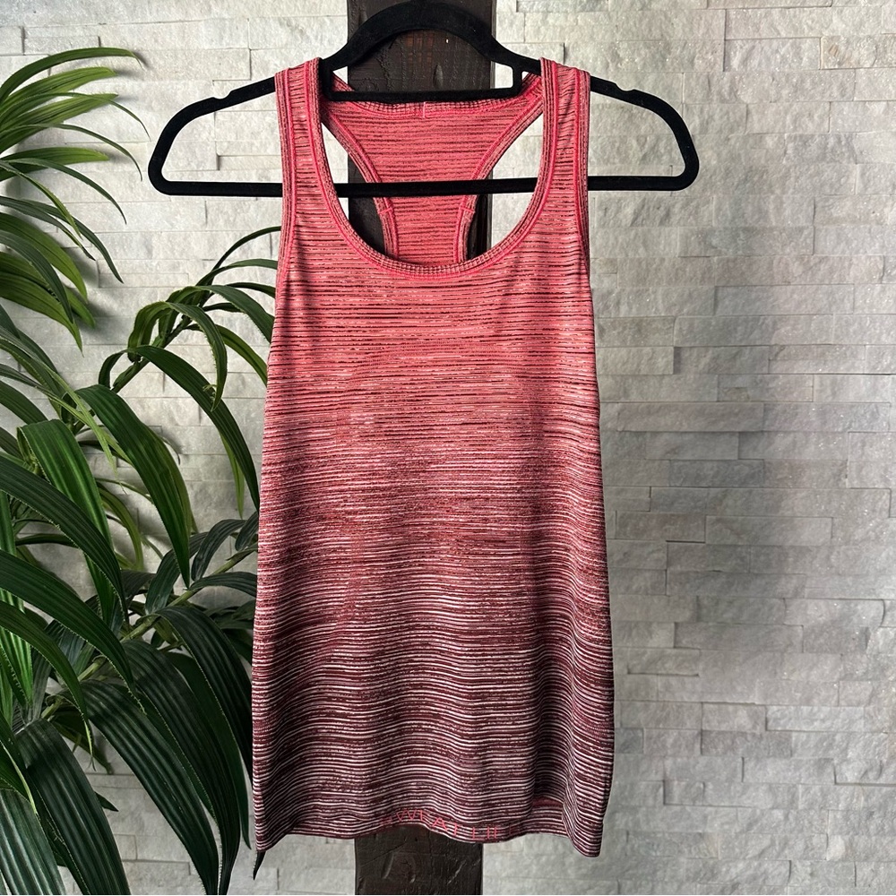 Lululemon Swiftly Tech Racerback In Red Alert Dark Spot Red White Black Size 6